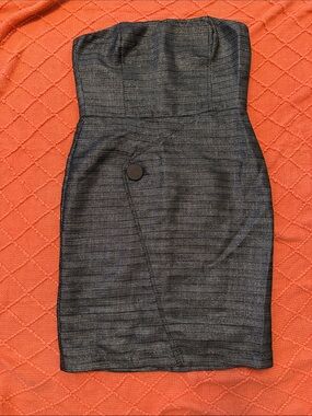 Strapless Textured Pencil Dress in Charcoal